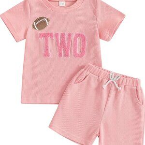 Girl Second Birthday Football Outfit Football Clothes Football Shirt Shorts Top